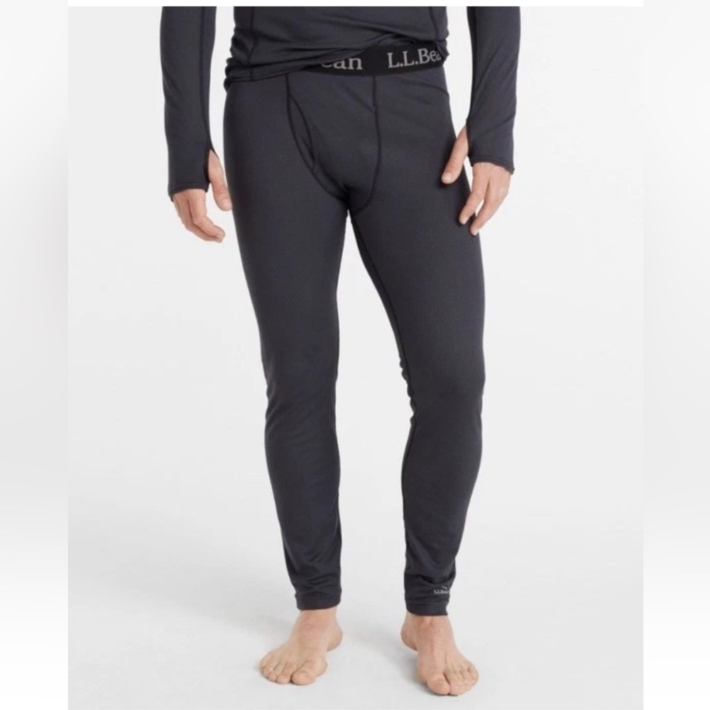 LL Bean Mens Base Layer Pants XXL Gray Waffle Knit Thermal Leggings 0486